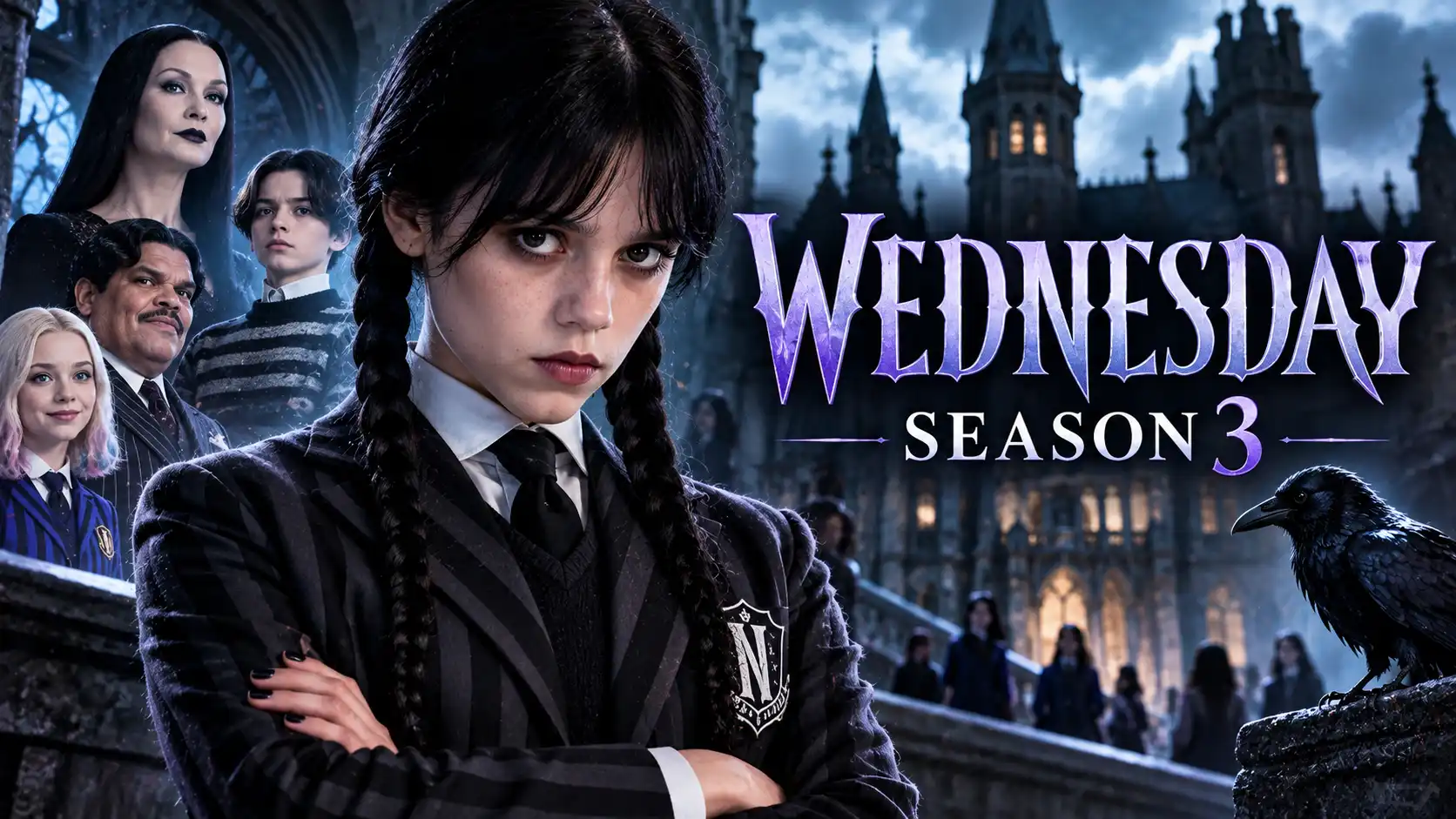 Wednesday Season 3 featuring Wednesday Addams at Nevermore Academy